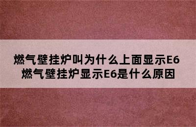 燃气壁挂炉叫为什么上面显示E6 燃气壁挂炉显示E6是什么原因